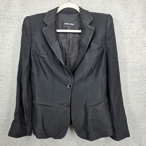 Giorgio Armani Black Textured Single‎ Button Blazer EU 44 US 8 Made in Italy